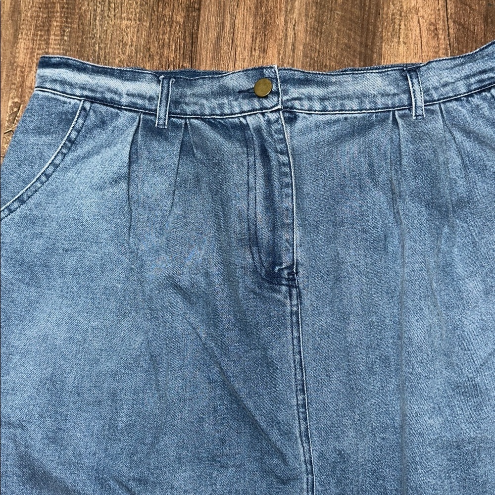 Anthropologie Porridge Denim Jean Midi Pleated Skirt size L EEUC - Picture 2 of 7